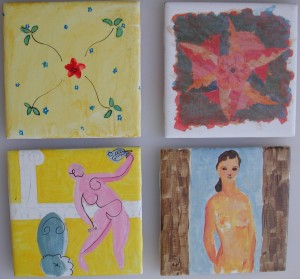 Gouache on tile. 6x6 inches each.